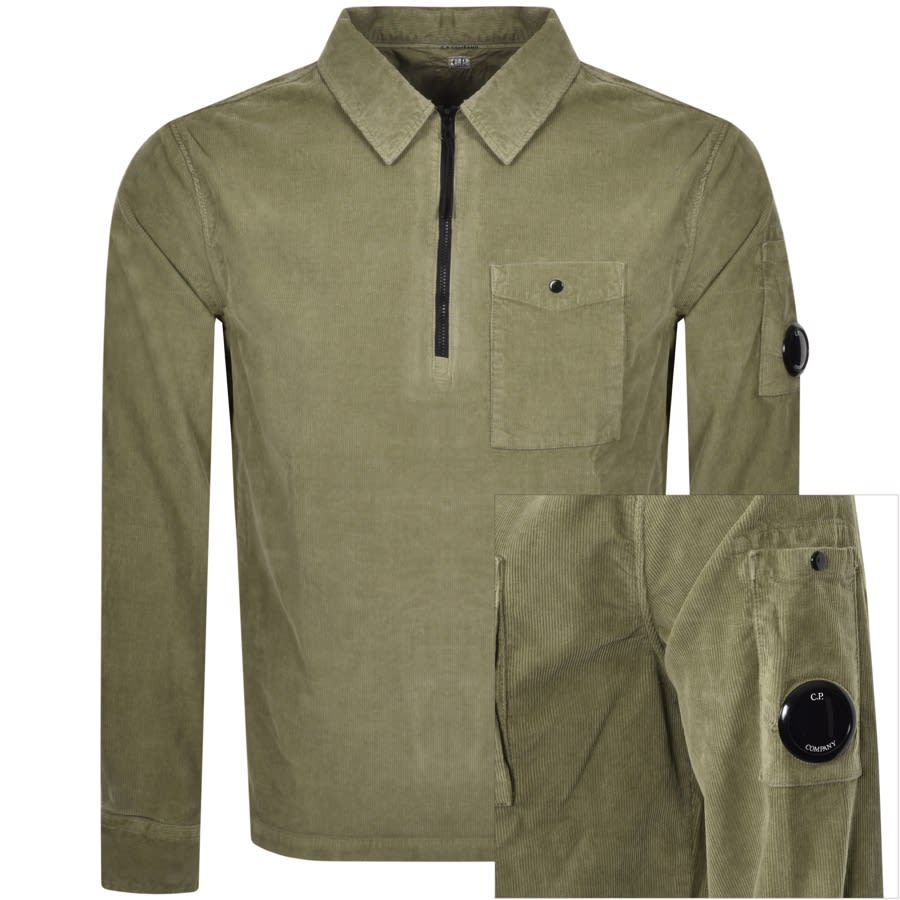Alternative Image for ProductCP Company Half Zip Sweatshirt Green1